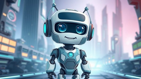 Cartoon robot in a tech setting symbolizing 'Disney channels return to YouTube TV'.