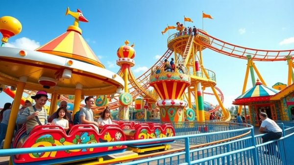 Colorful amusement park ride offering family-friendly entertainment in Tarrant County.