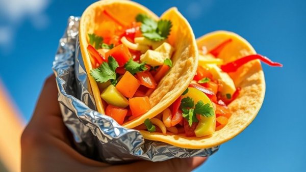 Vibrant tacos from Barrio Tacos McKinney held outdoors.