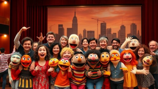 Holiday Happenings at AT&T Center: cheerful group on stage with puppets.