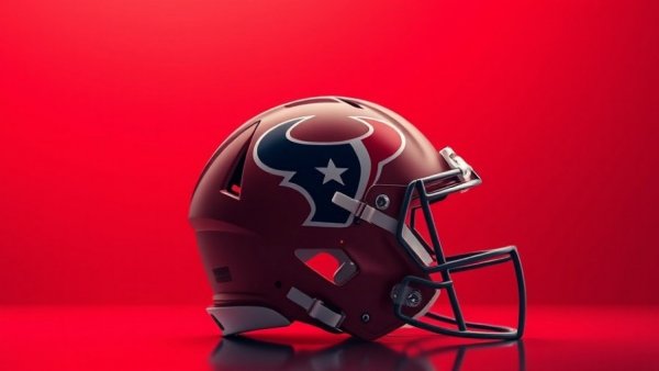 Houston Texans helmet against red background, symbolizing playoff optimism.