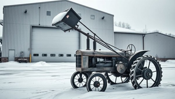 Vintage apparatus in snow, bobcat patent infringement lawsuit setting.