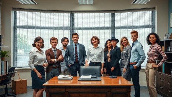 Vintage office workers around desk highlighting Mad Men remastering problems.