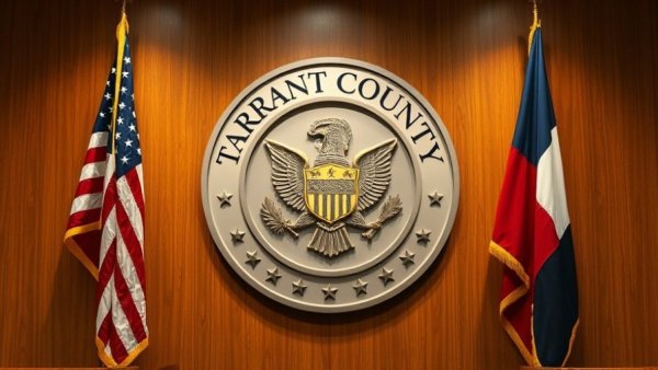 Tarrant County seal with flags, related to racial gerrymandering lawsuits