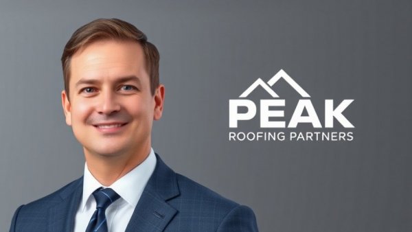 Peak Roofing Partners CFO appointment portrait and logo.