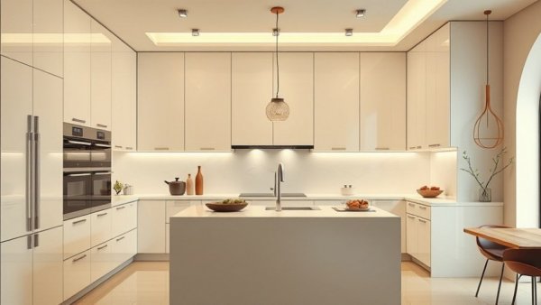 Art Deco home design trend 2026 kitchen with minimalist decor.