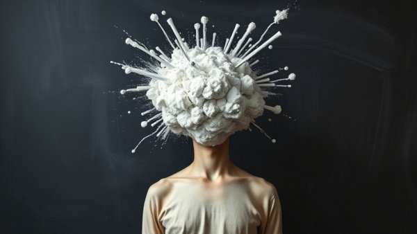 Conceptual image of burnout with a chalk explosion illustrating stress.