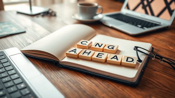 Motivational message on office desk symbolizes change in workplace.