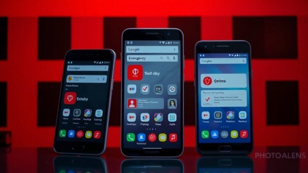 Android Emergency Live Video feature on smartphones with a stylish background.