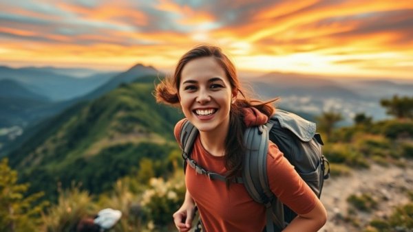 Woman hiking joyfully embracing the joy of being single.