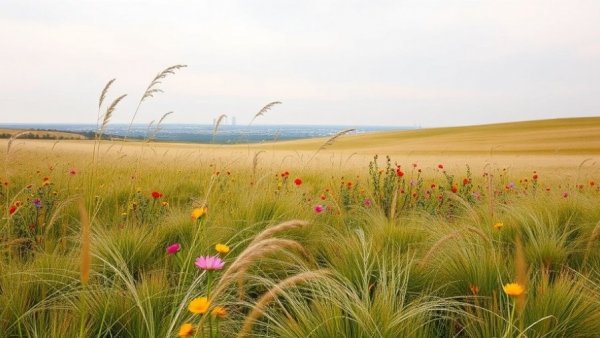 Fort Worth parkland acquisition: expansive field with wildflowers and distant cityscape.