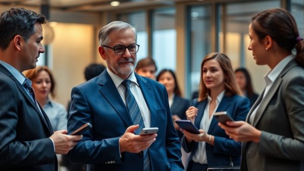 Corporate professionals discussing Nvidia Nemotron 3 open models indoors.