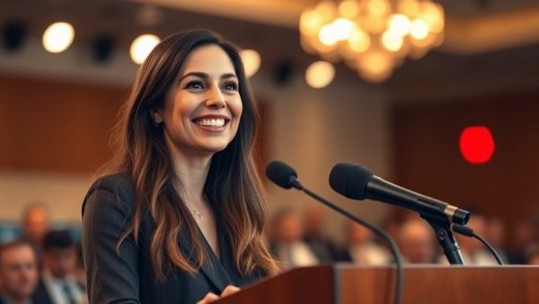 Jasmine Crockett confidently speaking at Senate campaign event.