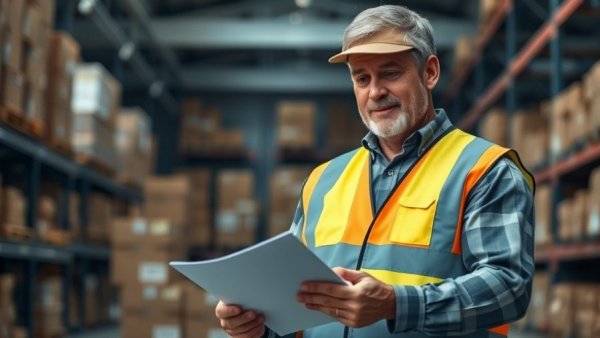 Male worker in a vest with clipboard under OSHA workplace safety guidelines.