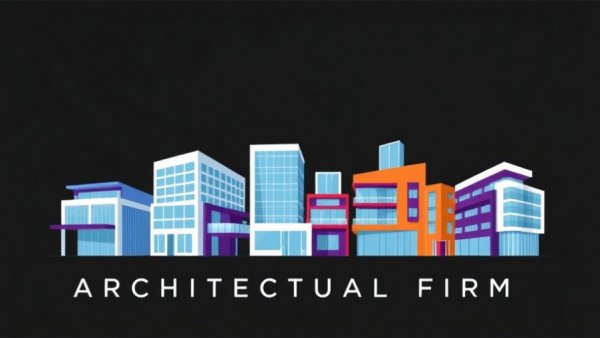 Bold logo of architectural firm with diverse building designs.