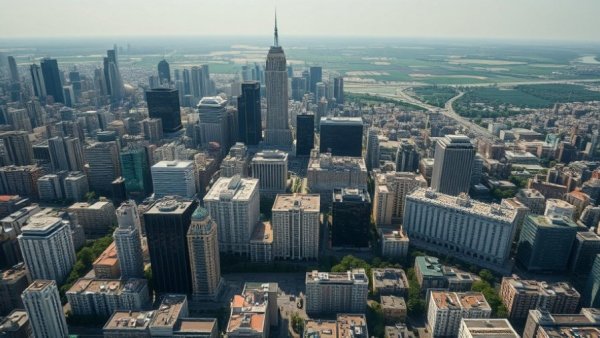 Aerial view of cityscape in Israel, showcasing diverse architecture.
