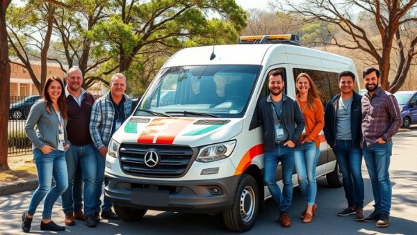 Team with Storm Guard vehicle, sunny outdoor setting.