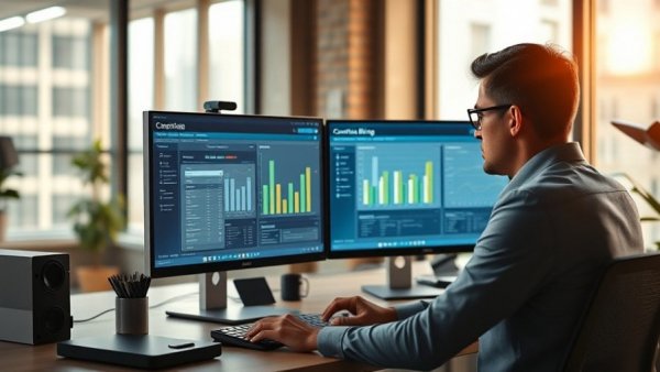 Professional using ConstructConnect for bidding, enhancing project efficiency.