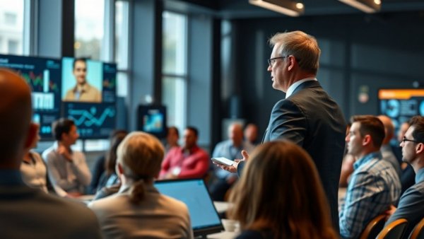 Suffolk BOOST Demo Day speaker presenting technology to engaged audience.