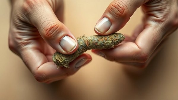 Hands rolling cannabis joint; cannabis use as sleep aid.