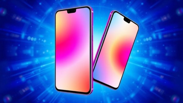 Vibrant gradient smartphones, concept design for best unlimited phone plan.