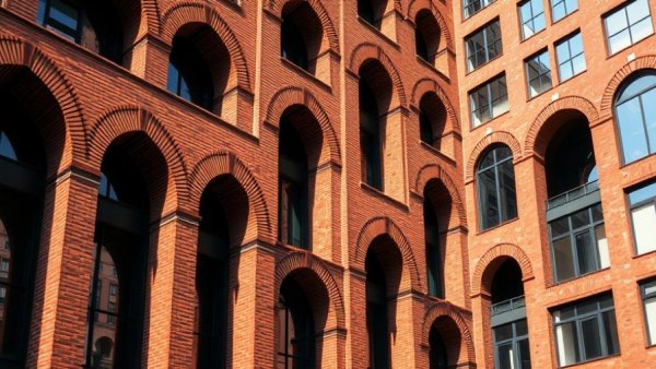 Award-winning fired-clay brick architecture with repetitive arches.