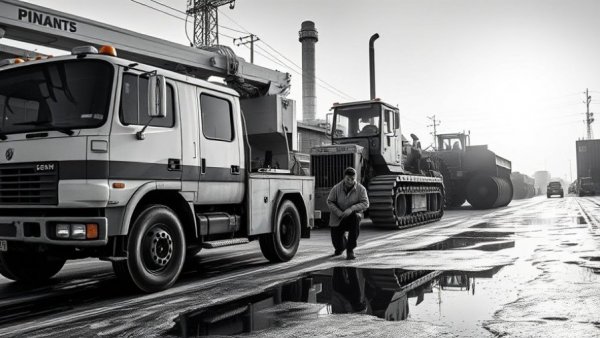 Caterpillar Customer Value Agreements service scene with truck and machinery.