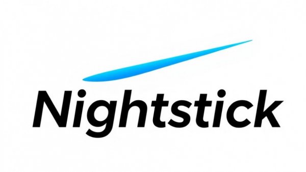 Nightstick logo with blue swoosh on white background.