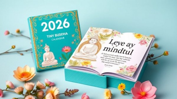2026 Tiny Buddha Calendar with turquoise and pink design