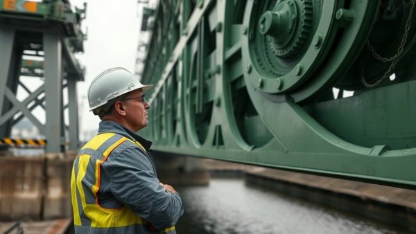Unionport Bridge Replacement project with worker supervising