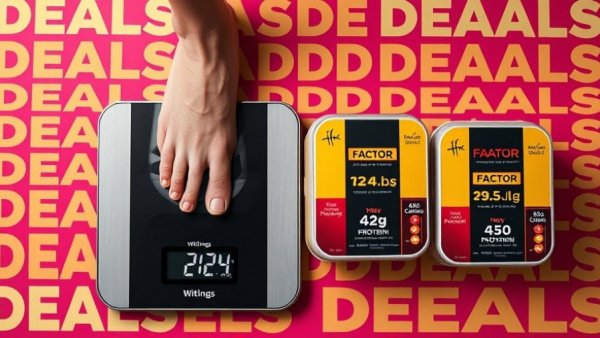 Factor meal delivery with Withings scale showcasing deals and meals.