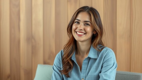 Smiling woman in soft lighting indoors, Fort Worth pediatrician advice.