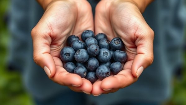 Hands holding wild blueberries, ancestral detox approach.