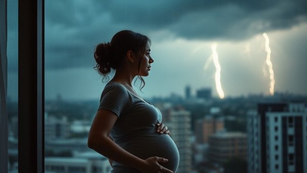 Type 1 Diabetes Pregnancy Journey reflection during stormy weather.