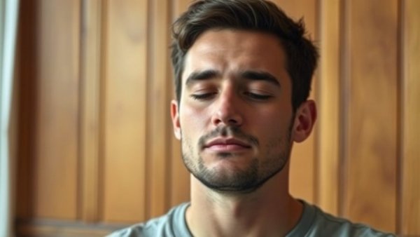Serene man meditating indoors for emotional detox