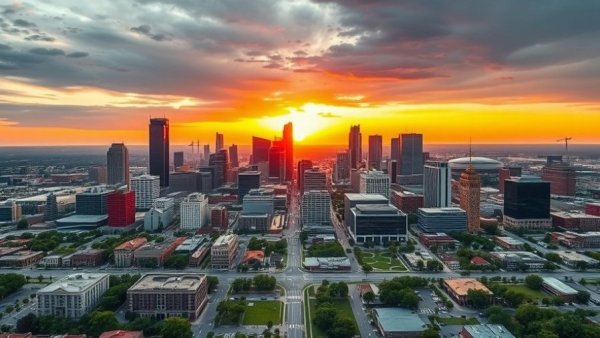 Fort Worth's vibrant skyline at sunset, city landscape.