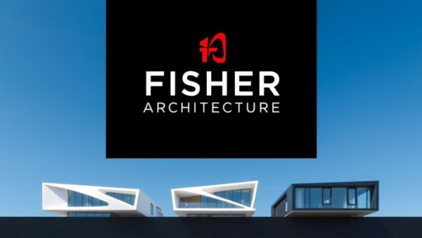 Fisher Architecture logo with modern building designs.