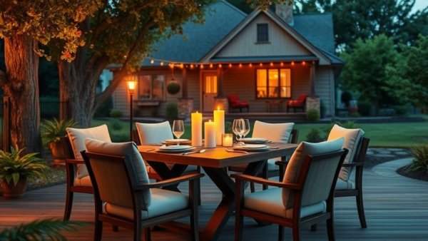 Charming Sonoma weekend destination, candlelit dinner setup on a cozy porch.