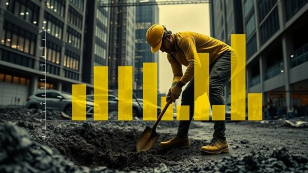Stylized image of construction worker digging, highlighting Construction Job Declines 2026