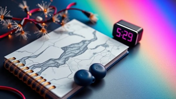 Vibrant setup with planner, earbuds, and clock; New Year’s Fitness Deals 2026.