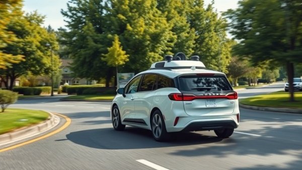 Self-driving cars on a suburban road, self-driving car legislation in New York.