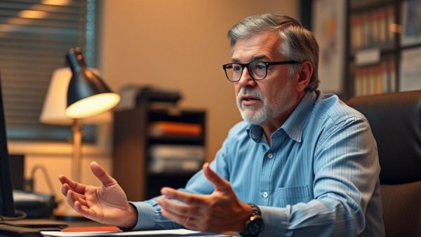 Man discussing ethics in safety management in office setting.