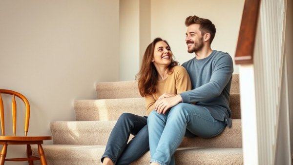 Couple enjoying playful moment at home, Brian and Em Substack Newsletter.