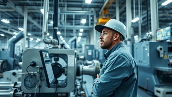 Future of workplace safety in Australia: worker in modern factory environment.