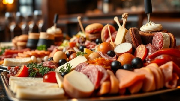 Dallas Food and Drink Events: Vibrant charcuterie and dessert platters on metal trays.