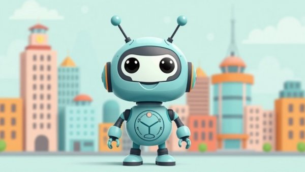 Cute teal robot with antennae in a stylized city backdrop; dangers of leaving smartphone Wi-Fi on.