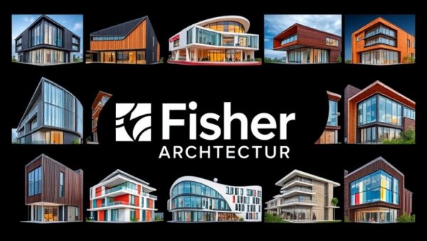 Fisher Architecture logo showcasing diverse building designs.