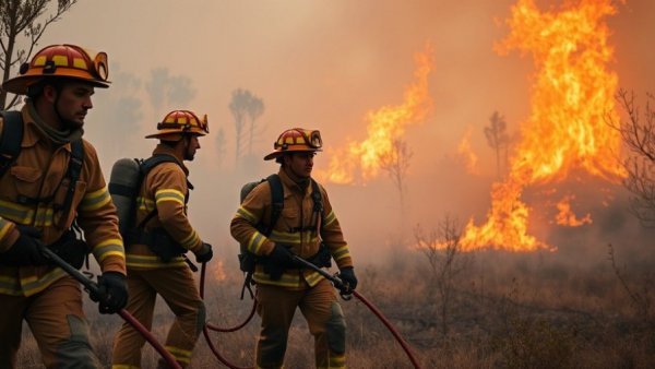 Firefighters addressing health risks of ash during wildfire containment.
