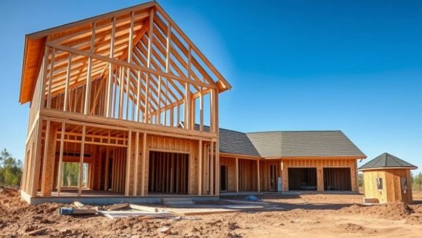 Wood-framed house under construction with dirt and materials, highlighting investing in your home's exterior.