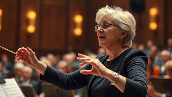 Conductor passionately leading orchestra at Cliburn Competition